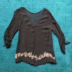 Juicy Couture black chiffon shirt w/ camisole